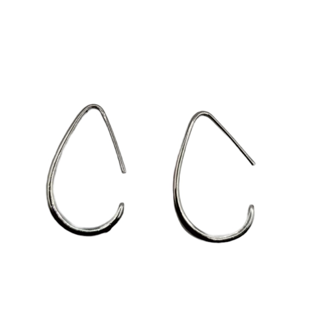Silver Drop Hoop Earrings